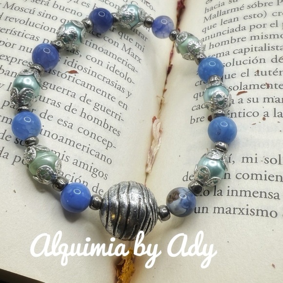 Alquimia Turquoise and Silver Bracelet Set blue gemstones